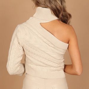 One Shoulder Cut Off Turtleneck